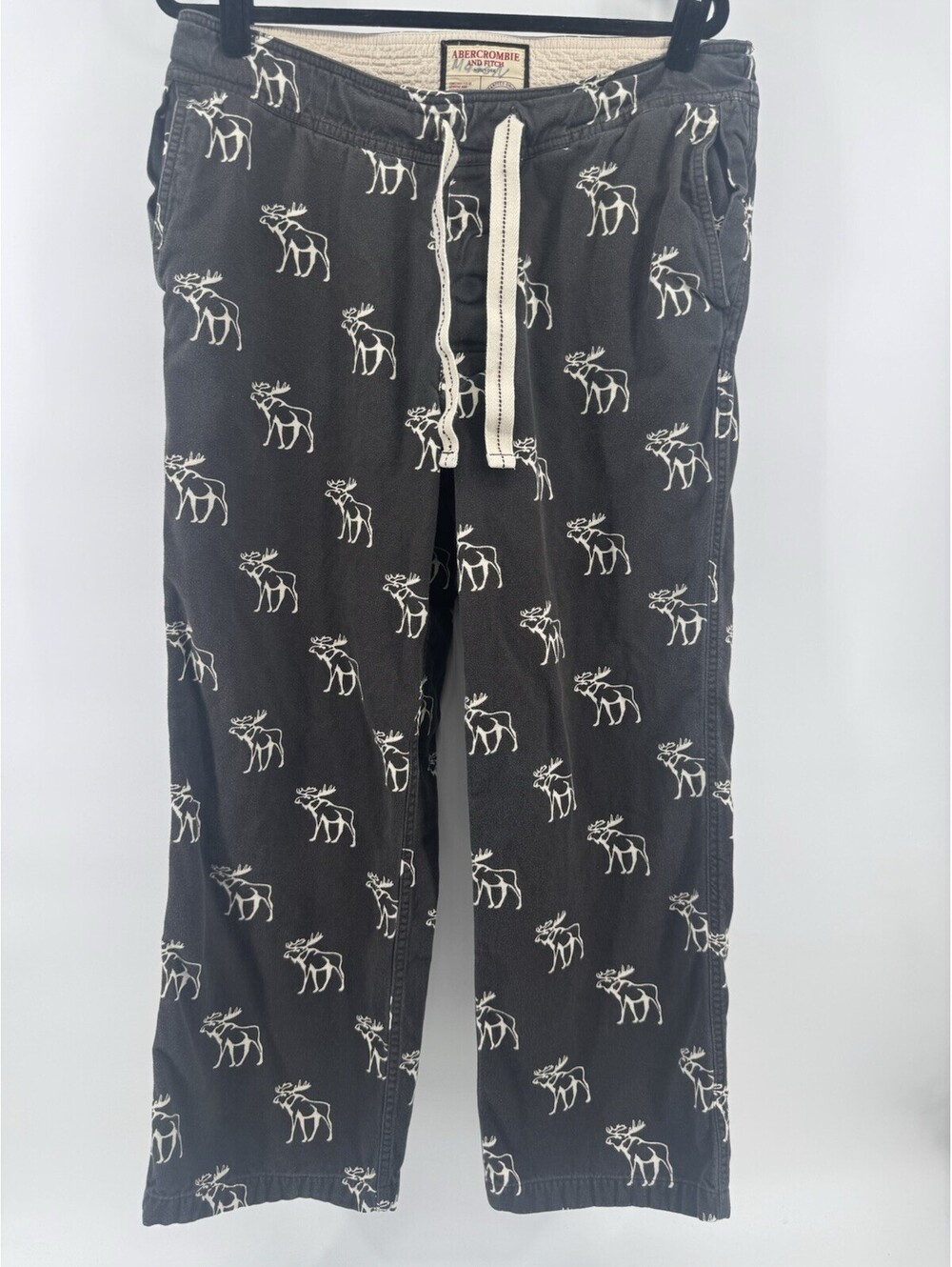VTG Abercrombie and Fitch Pants Men’s S Charcoal  Moose Y2K Loungewear Pajama